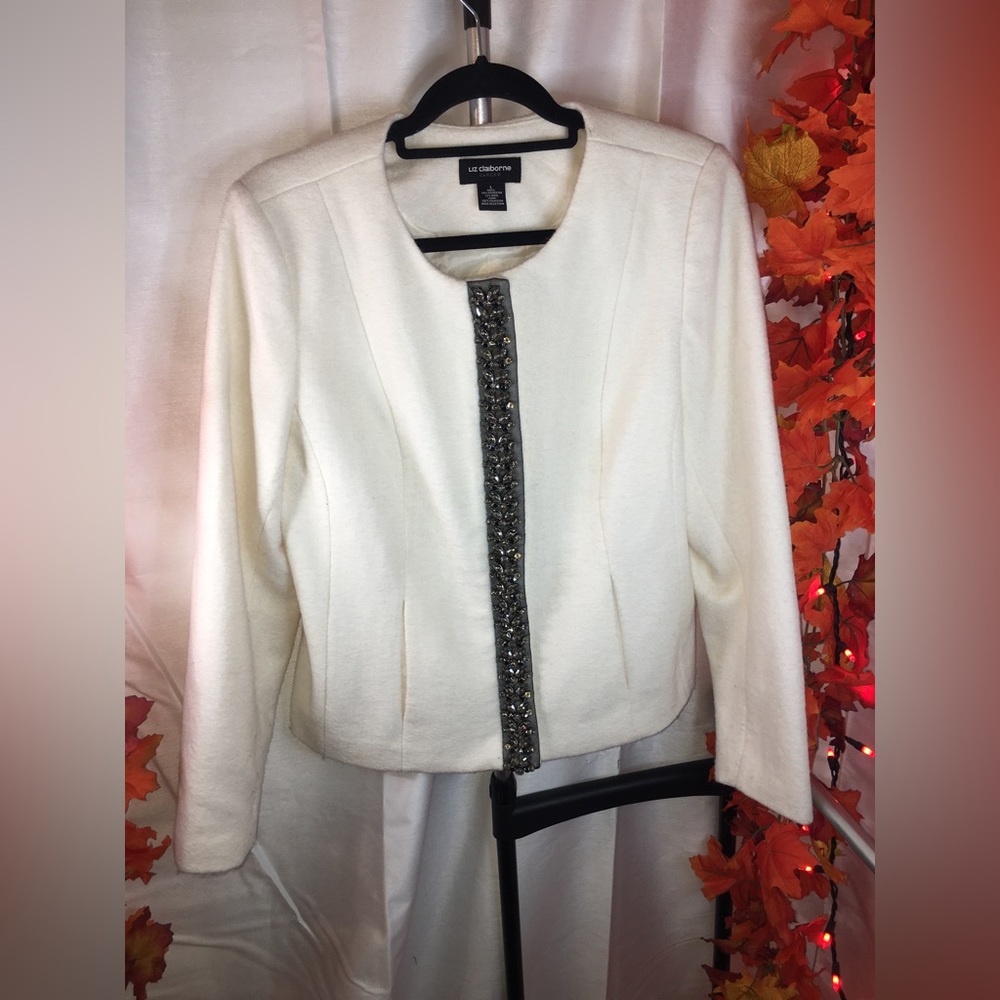 Liz Claiborne Career | Women’s Off White Cream Color Wool Jacket Coat
